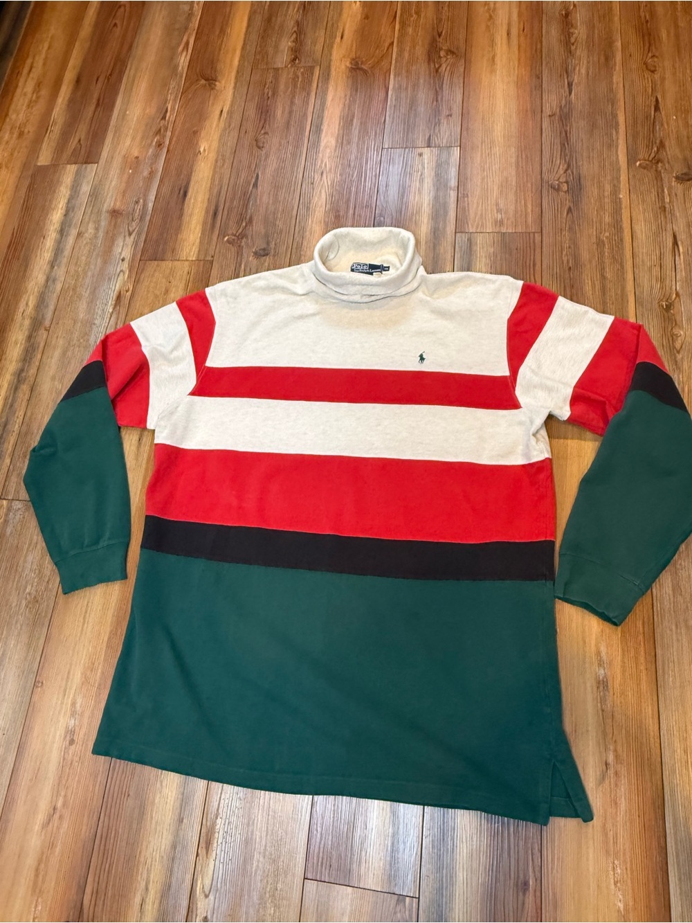 Vintage Polo Ralph Lauren Cream, Red, Black & Green Gucci Striped Turtleneck XXL - Picture 2 of 9